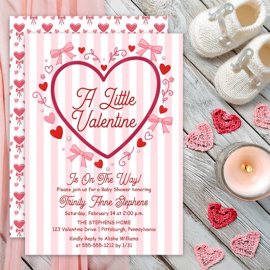 A Little Valentine Coquette Girl Baby Shower 招待状