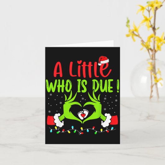 A Little Who Is Due Funny Christmas Pregnancy Anno カード (黄色い花)