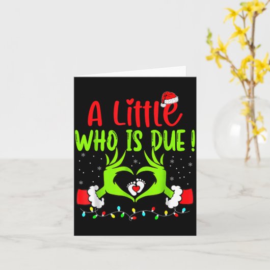 A Little Who Is Due Funny Christmas Pregnancy Anno カード (黄色い花)