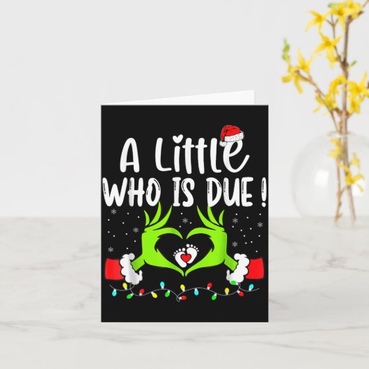 A Little Who Is Due Funny Christmas Pregnancy Anno カード (黄色い花)
