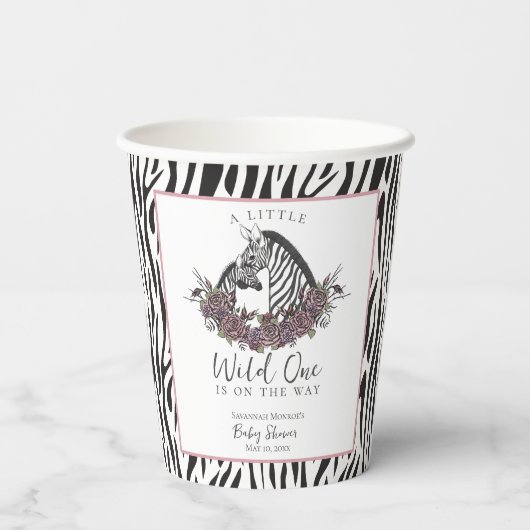 A Little Wild One Baby Shower Zebra Print 紙コップ (裏面)
