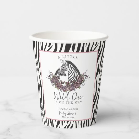 A Little Wild One Baby Shower Zebra Print 紙コップ (正面)