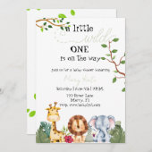 A Little WIld One is on the way Safari Animalベビー 招待状 (正面/裏面)