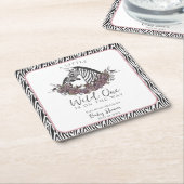 A Little Wild One Mommy and Baby Zebra スクエアペーパーコースター (アングル)