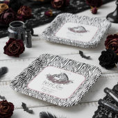 A Little Wild One Mommy and Baby Zebra Square ペーパープレート