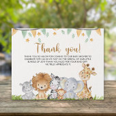 A Little Wild One Safari Animals Baby Shower サンキューカード