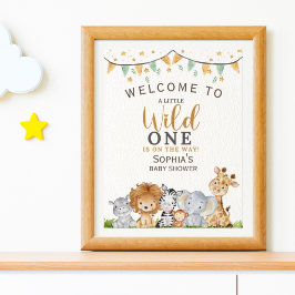 A Little Wild One Safari Animals Baby Shower ポスター