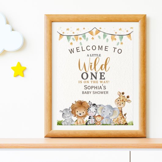 A Little Wild One Safari Animals Baby Shower ポスター