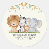 A Little Wild One Safari Animals Baby Shower ラウンドシール (正面)