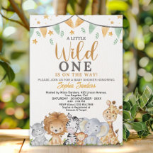 A Little Wild One Safari Animals Baby Shower