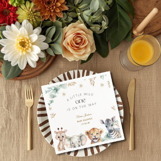 A Little Wild One Safari Baby Animals Baby shower スタンダードカクテルナプキン