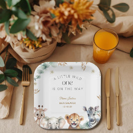 A Little Wild One Safari Baby Animals Baby shower ペーパープレート