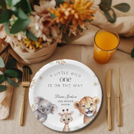 A Little Wild One Safari Baby Animals Baby shower ペーパープレート