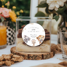 A Little Wild One Safari Baby Animals Baby shower ラウンドシール
