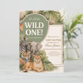 A Little Wild One Safari Baby Animals Baby shower 招待状 (スタンド正面)