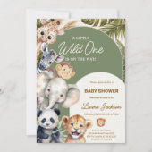 A Little Wild One Safari Baby Animals Baby shower 招待状 (正面)