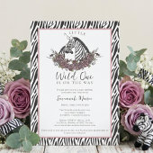 A Little Wild One Soft Gothic Zebra Baby Shower 招待状