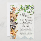 A Little Wild One Woodland Animals Baby Shower 招待状 (正面)