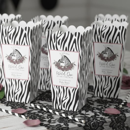 A Little Wild One Zebra Print Popcorn フェイバーボックス