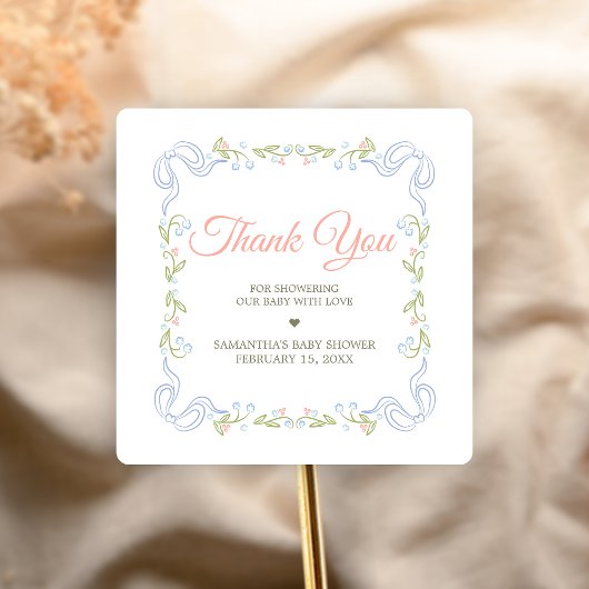 A Little Wildflower Baby Shower スクエアシール