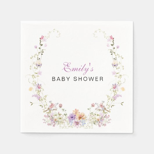 A Little Wildflower Baby Shower  スタンダードカクテルナプキン (正面)