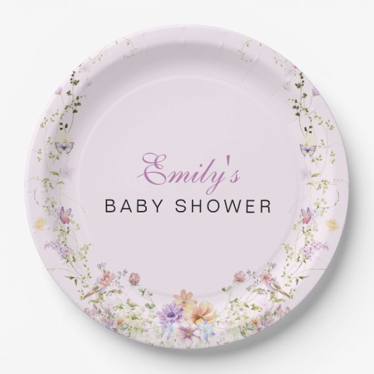 A Little Wildflower Baby Shower  ペーパープレート (正面)
