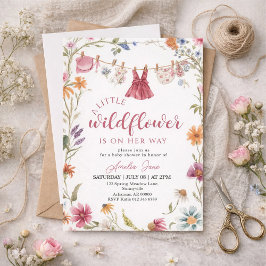 a little wildflower baby shower 招待状