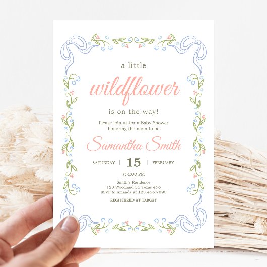 A Little Wildflower Baby Shower 招待状
