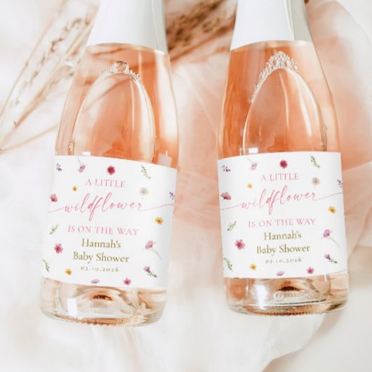 A Little Wildflower Baby Shower Champagne スパークリングワインラベル