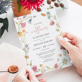 A Little Wildflower Baby Shower Girl Invitation 招待状