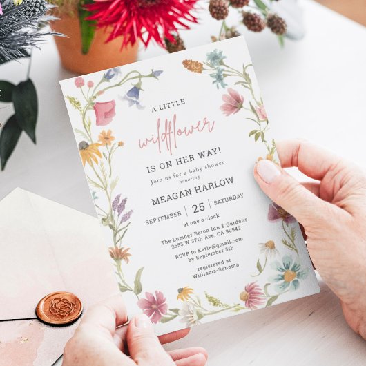 A Little Wildflower Baby Shower Girl Invitation 招待状