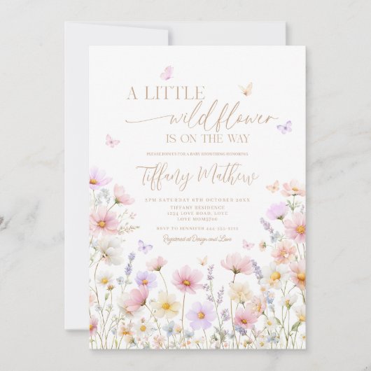 A Little Wildflower Baby Shower Invitation  招待状 (正面)