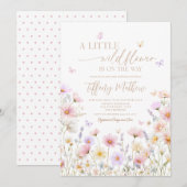 A Little Wildflower Baby Shower Invitation  招待状 (正面/裏面)