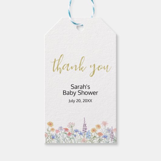 A little Wildflower Baby Shower Thank You ギフトタグ (正面)
