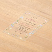 A Little Wildflower Boho Girl Baby Shower アクリル招待状 (レイダウン)