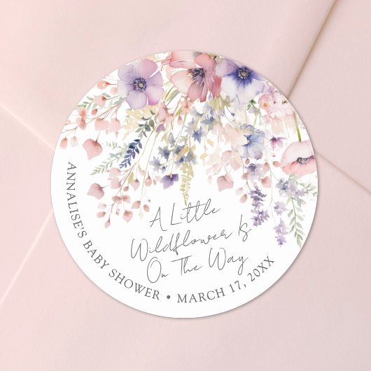 A Little Wildflower Floral Baby Shower ラウンドシール