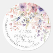 A Little Wildflower Floral Baby Shower ラウンドシール (正面)