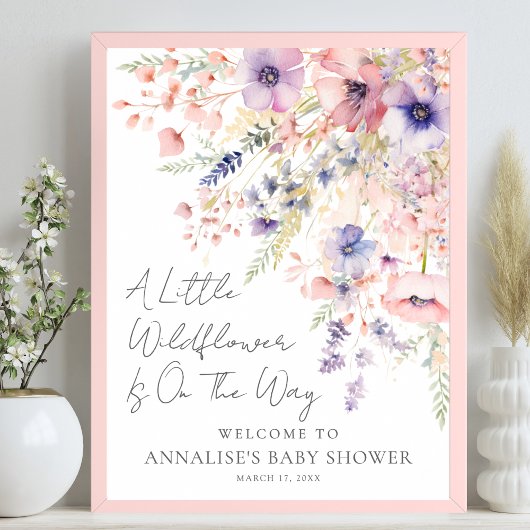 A Little Wildflower Floral Baby Shower Welcome ポスター