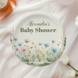 A Little Wildflower Girl Baby Shower ペーパープレート