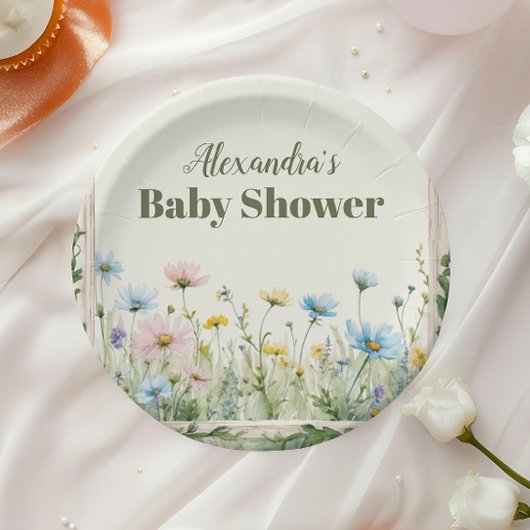 A Little Wildflower Girl Baby Shower  ペーパープレート