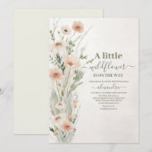 A Little Wildflower Girl  Baby Shower 招待状 (正面/裏面)