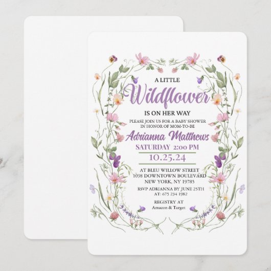 A Little Wildflower Is on Her Way 招待状 (正面/裏面)