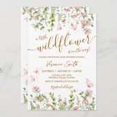 A little Wildflower is on the way Baby Shower 招待状 (正面/裏面)