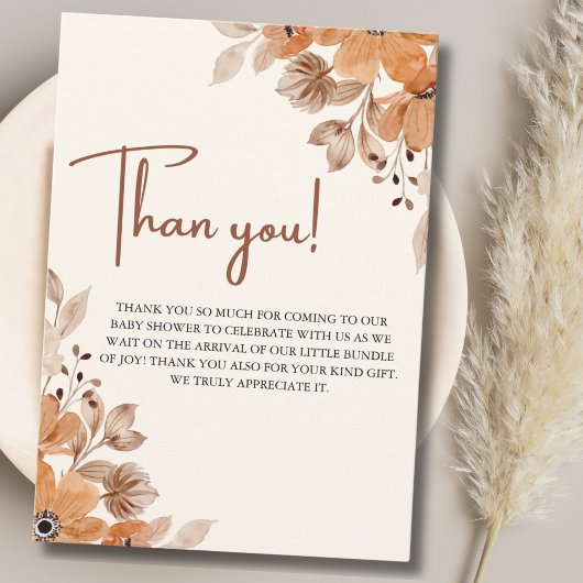A Little Wildflower is on The Way Girl Baby Shower サンキューカード