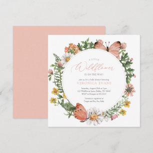 A Little Wildflower is on the way Girl Baby Shower 招待状
