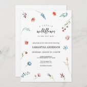 A Little Wildflower is on the way Girl Baby Shower 招待状 (正面/裏面)