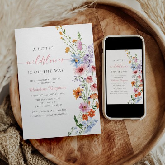 A Little Wildflower Is On The Way Invitation 招待状