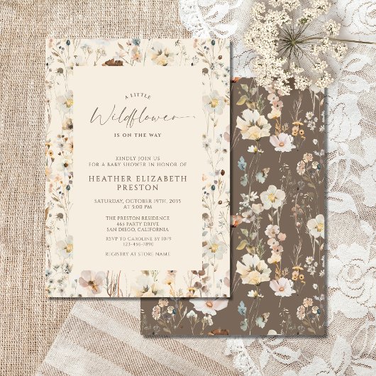 A Little Wildflower Rustic Baby Shower  招待状