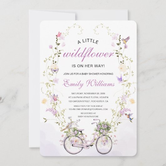 A Little Wildflower Spring Baby Shower  招待状 (正面)