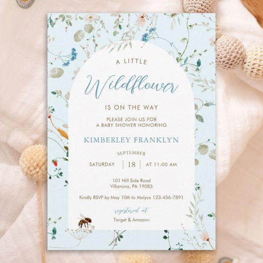 A little Wildflower Wild Flower Boy Baby Shower 招待状
